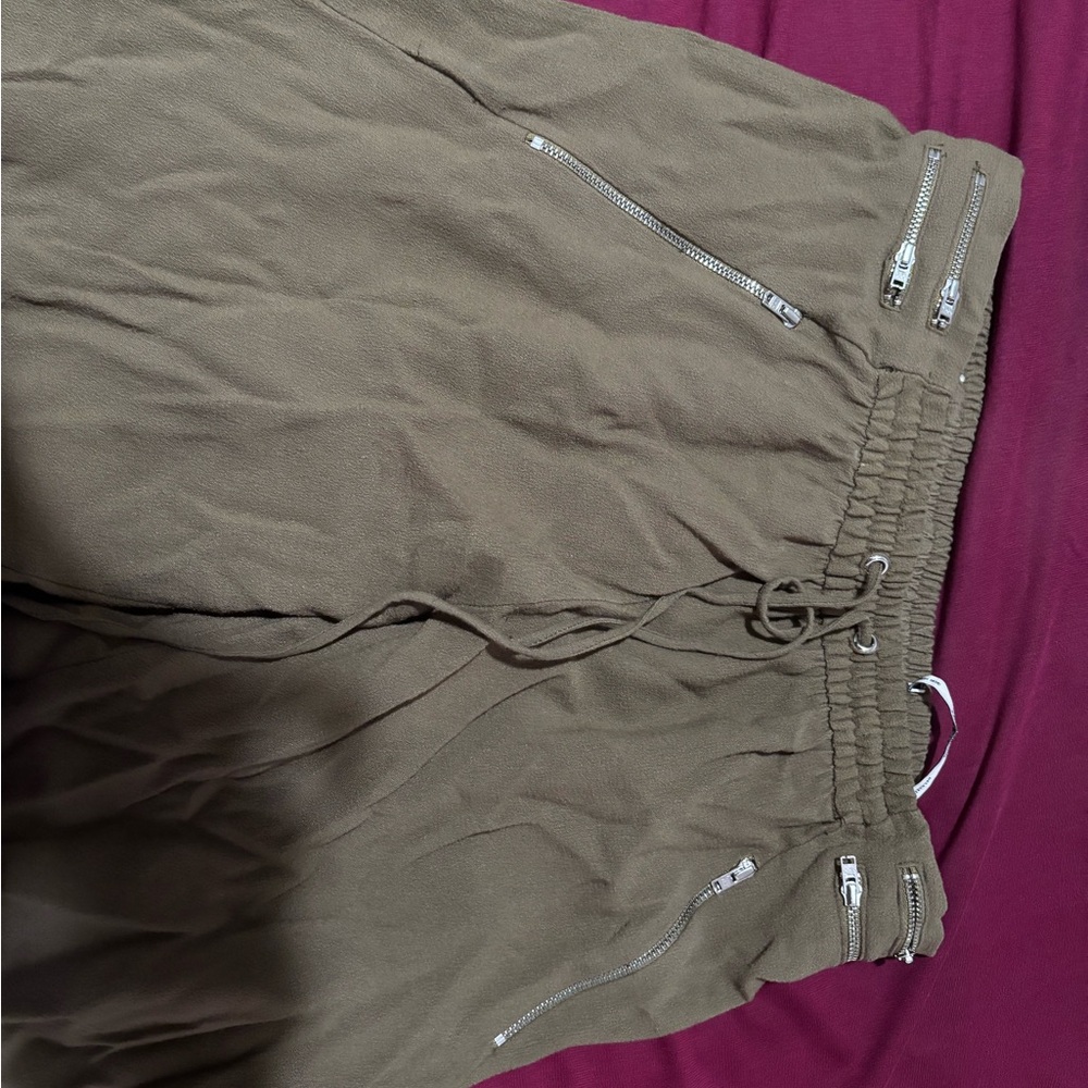 Zara Khaki Relaxed Fit Pants